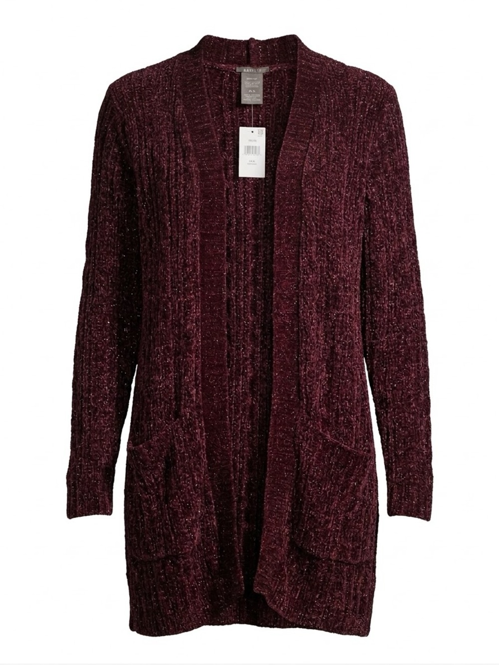 Matty M Burgundy Open-Front Chenille Cardigan
